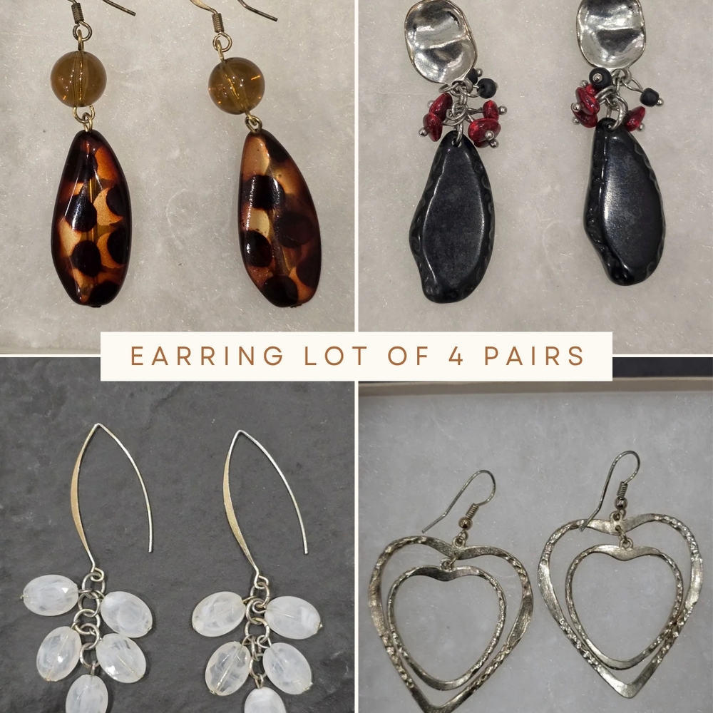 Elegant Mixed Color Earring Set - 4 Pairs